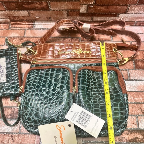 Samantha Brown Green and Brown Crocodile Embossed Bag Crossbody - Picture 9 of 11